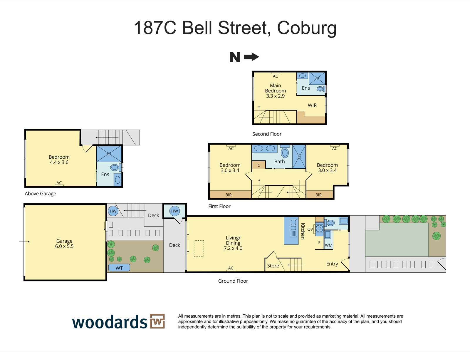 Coordinated floor plan drawing set for a townhouse development